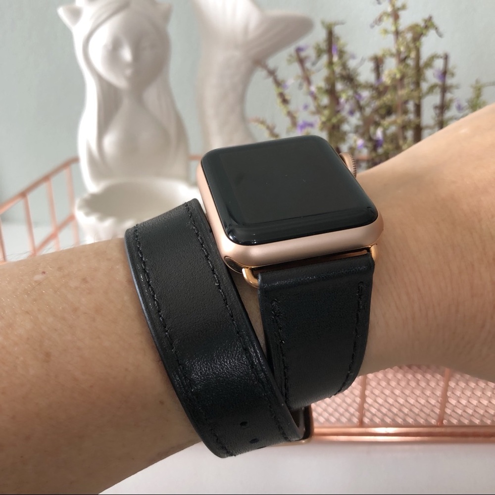 💥GOLD Apple Watch Double Wrap Band Strap Leather